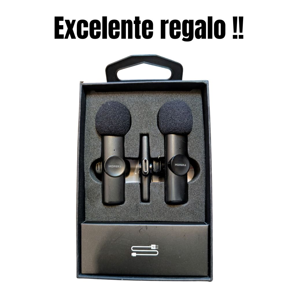 Paquete de 2 micrófonos inalámbricos  reducción de ruido con clip para grabación de vlog Moreka ML-03