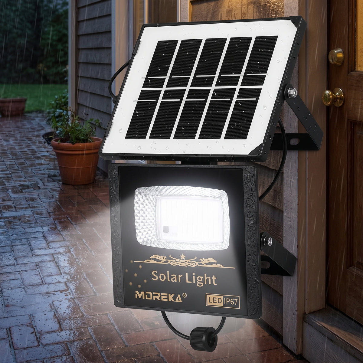 Reflector Solar LED Moreka MOR-070 30W con 102 LEDs, Control Remoto y Protección IP67