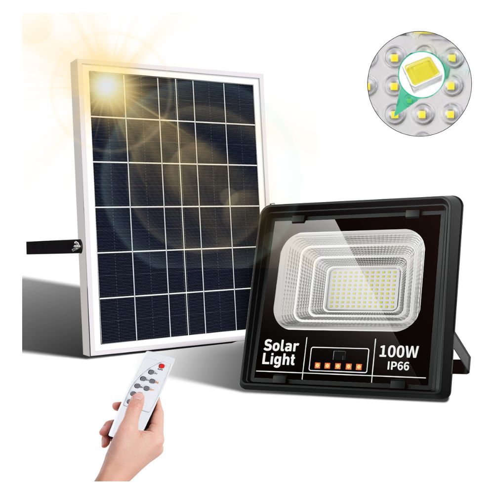 Reflector Solar 100W 6500mAh con Panel solares para intemperie IP67 MOR-100H