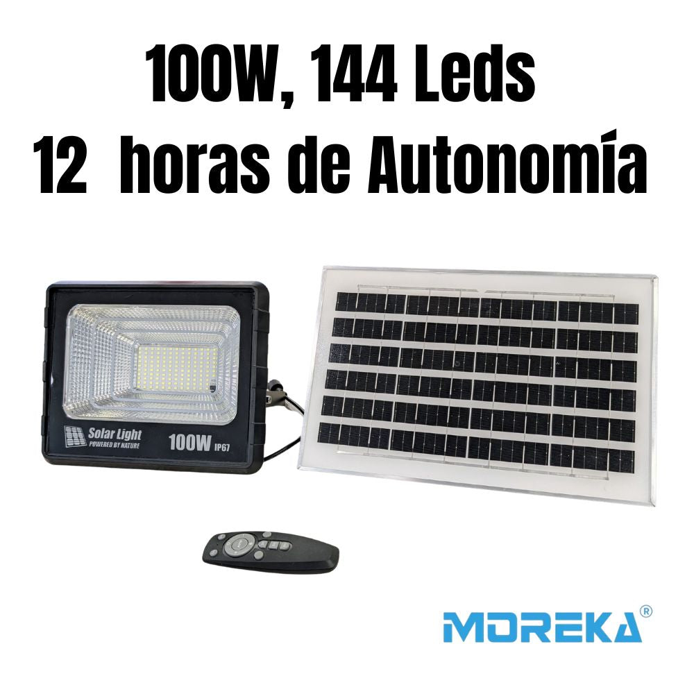 Reflector Solar 100W 6500mAh con Panel solares para intemperie IP67 MOR-100H