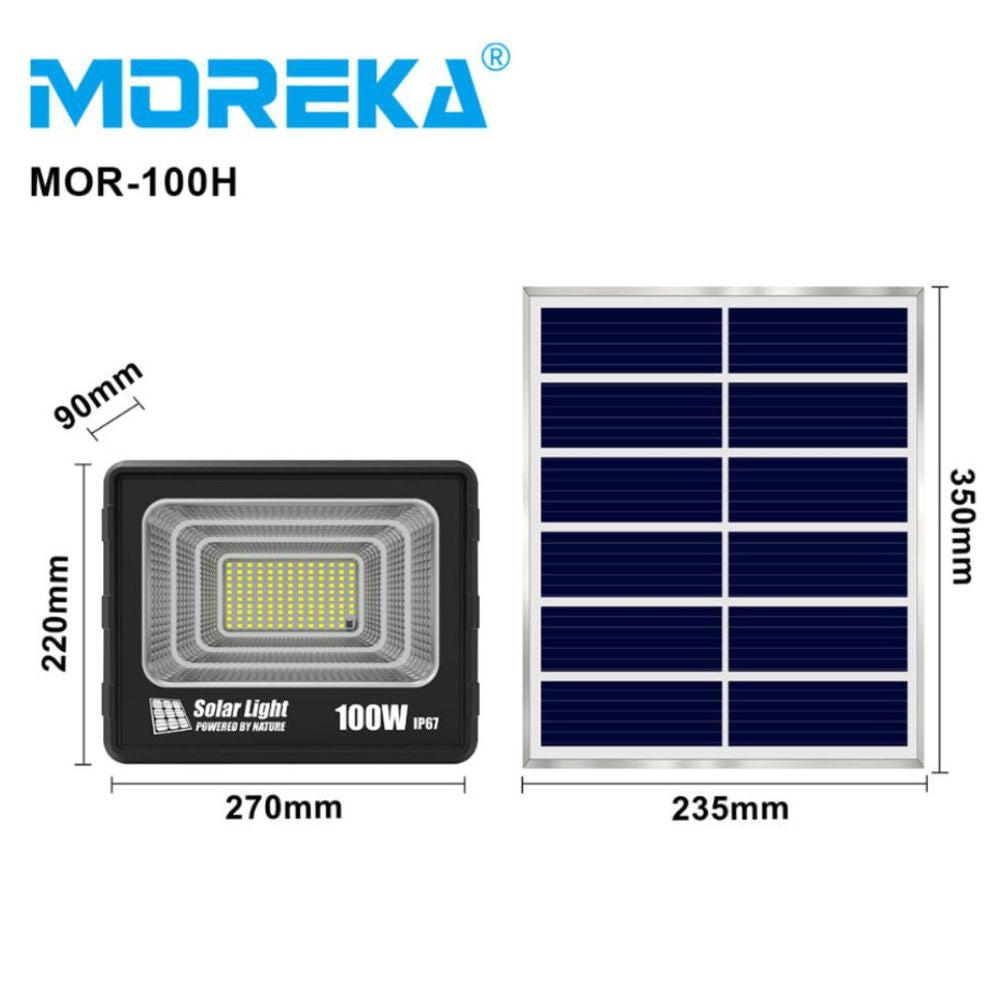 Reflector Solar 100W 6500mAh con Panel solares para intemperie IP67 MOR-100H