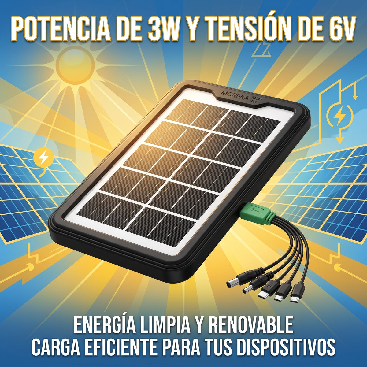 Panel Solar Moreka MOR-10X 3W: Energía de Emergencia