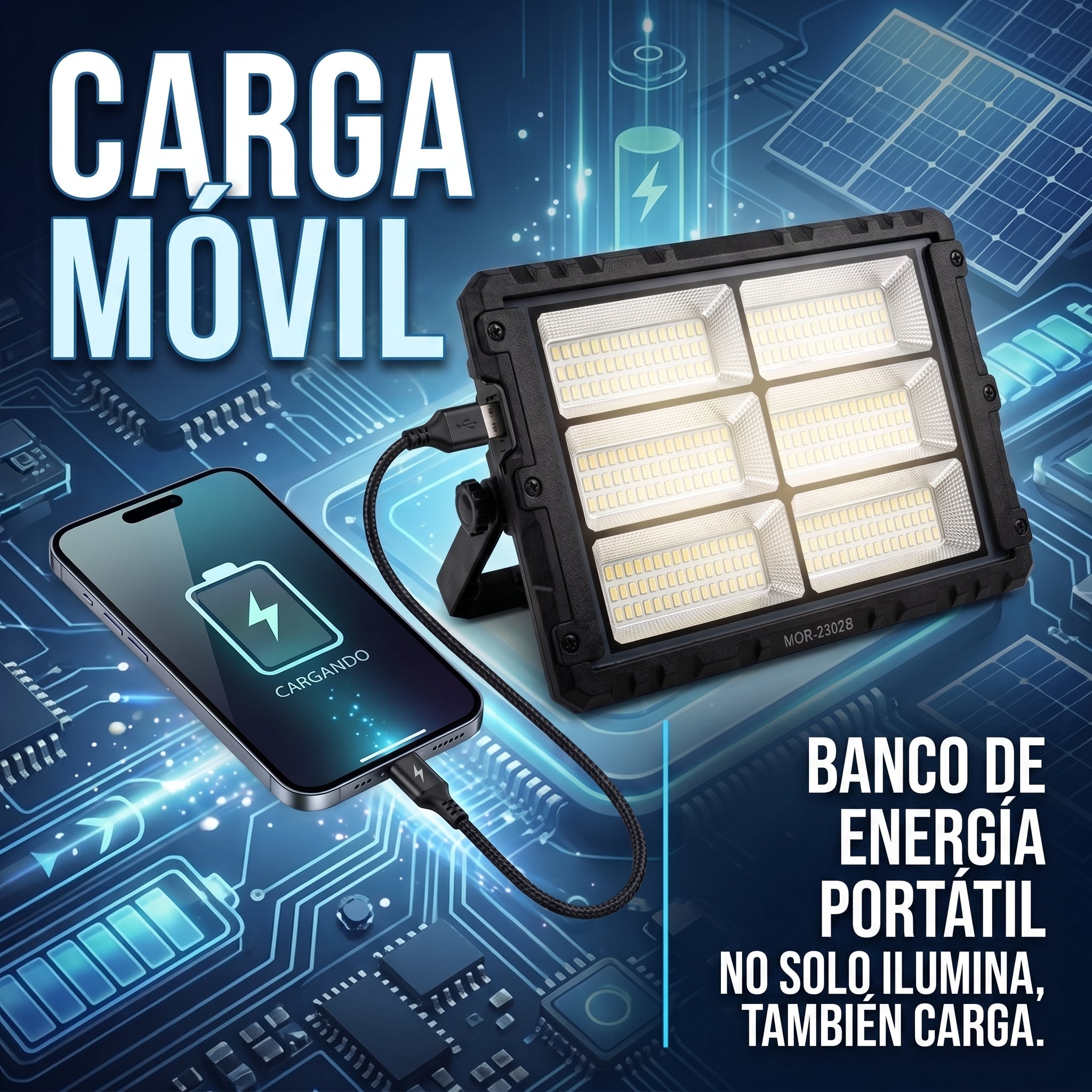 Foco Proyector Solar Portátil Moreka MOR-2302B 400W 8000mAh
