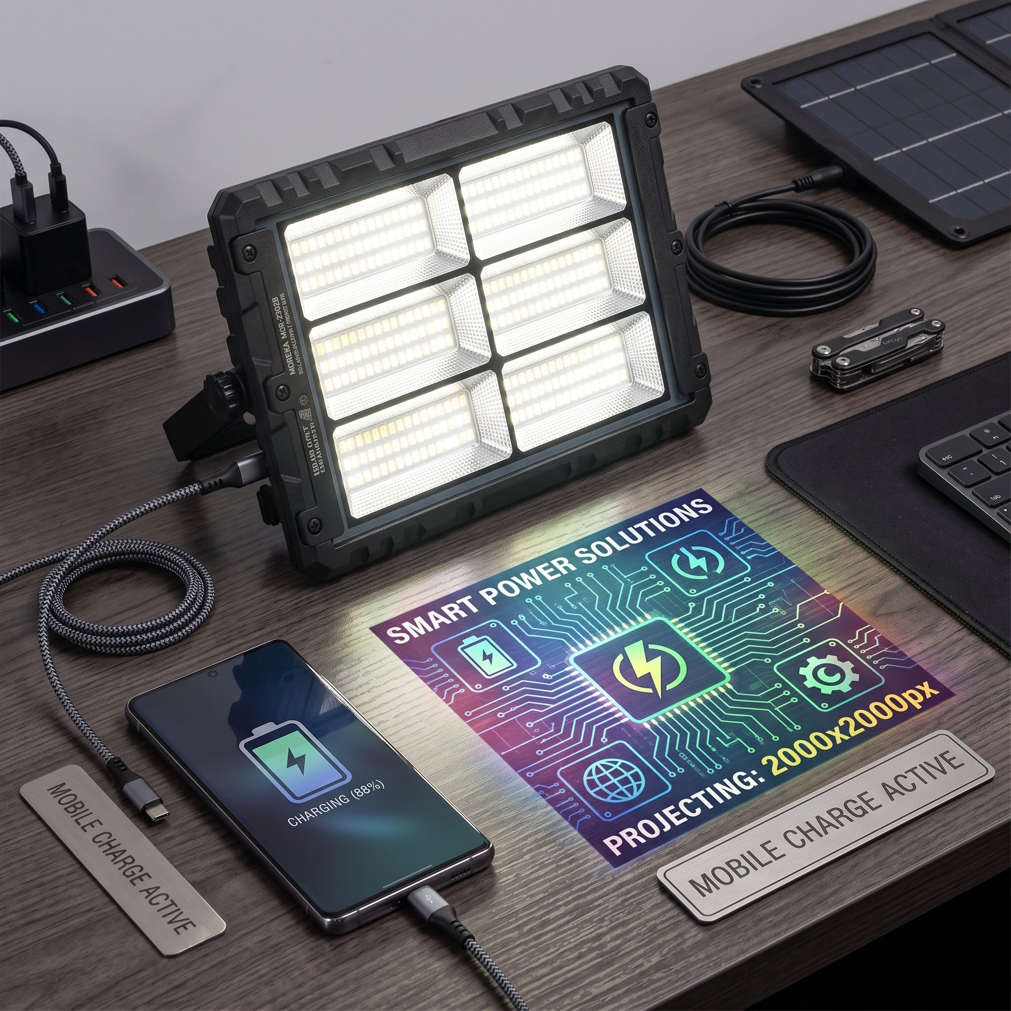 Foco Proyector Solar Portátil Moreka MOR-2302B 400W 8000mAh