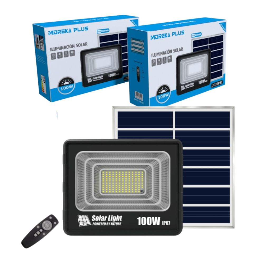 Reflector Solar 100W 6500mAh con Panel solares para intemperie IP67 MOR-100H
