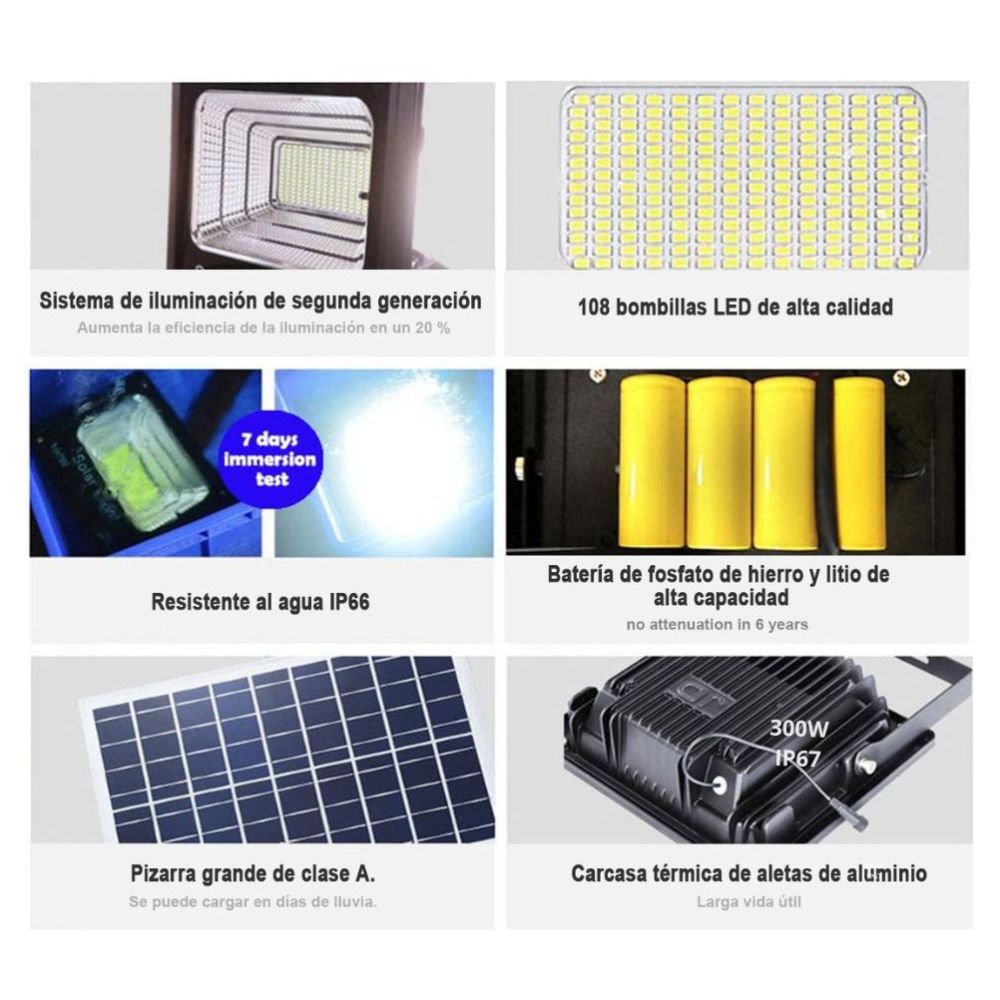 Reflector Solar 100W 6500mAh con Panel solares para intemperie IP67 MOR-100H