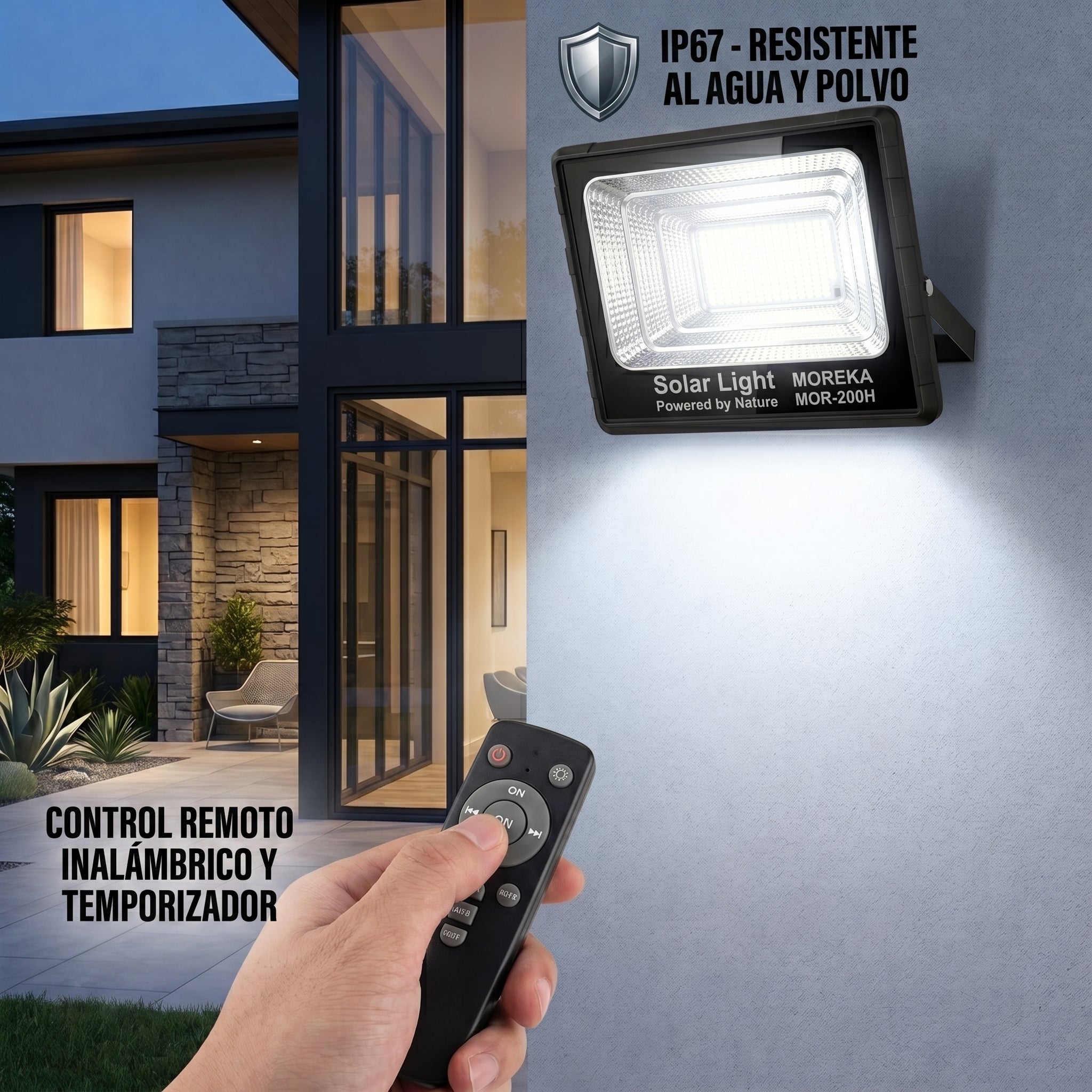 Lámpara Solar Moreka MOR-200H 200W IP67 Control Remoto 15000 mAh