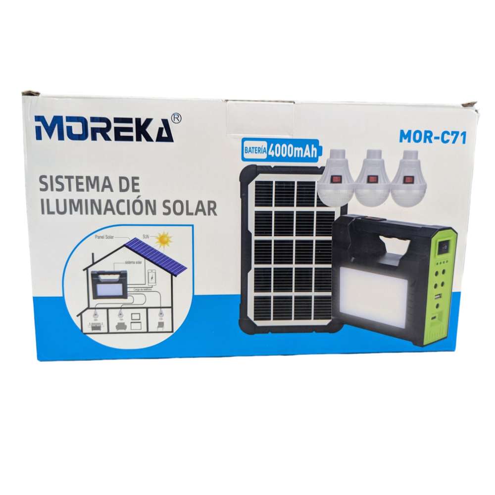 Mini Sistema Solar 3 Focos Linterna Power Bank 4000 mAh MOR-C71
