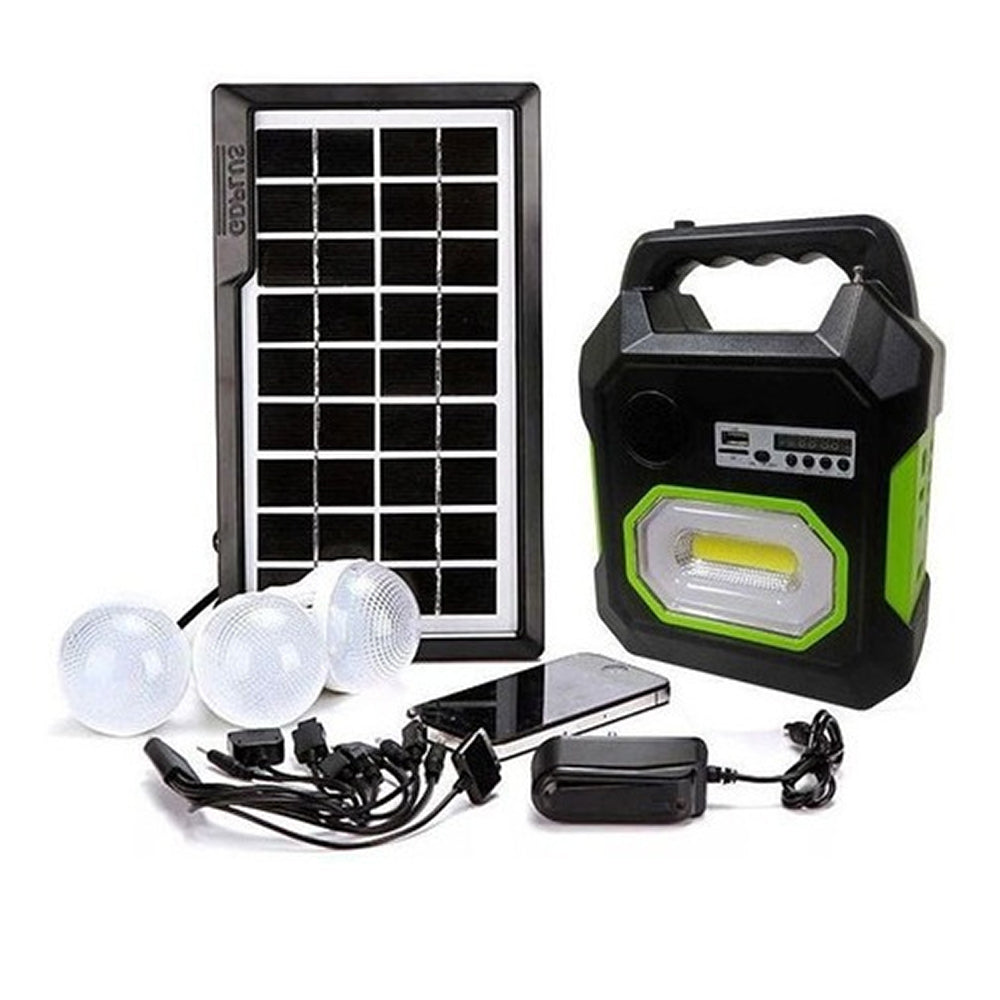 Mini Sistema Solar Radio FM 3 Focos Linterna Power Bank MOR-15