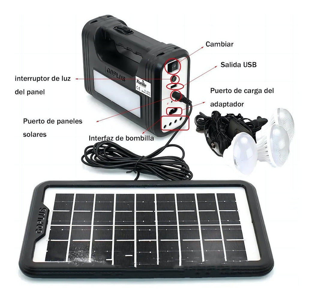 Mini Sistema Solar 3 Focos Linterna Power Bank MOR-8017