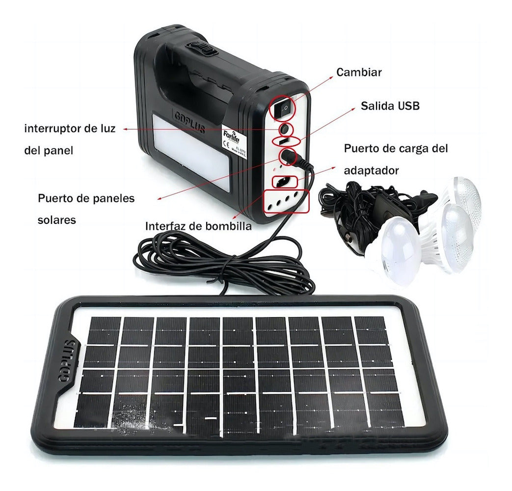 Mini Solar System 3 Spotlights Flashlight Power Bank MOR-8017