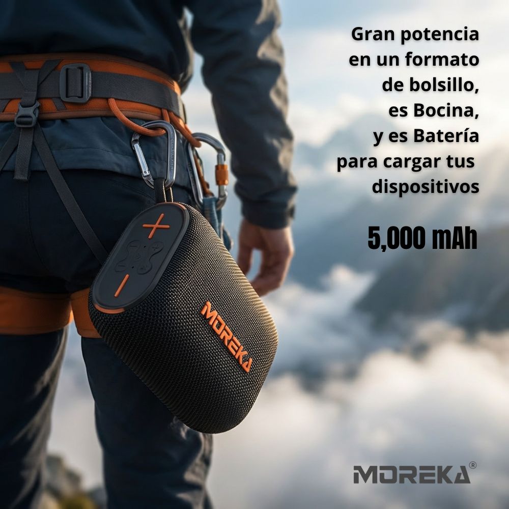 Bocina Power Bank Moreka 439 10W 5000mAh cables tipo IP y C hasta 25 Horas