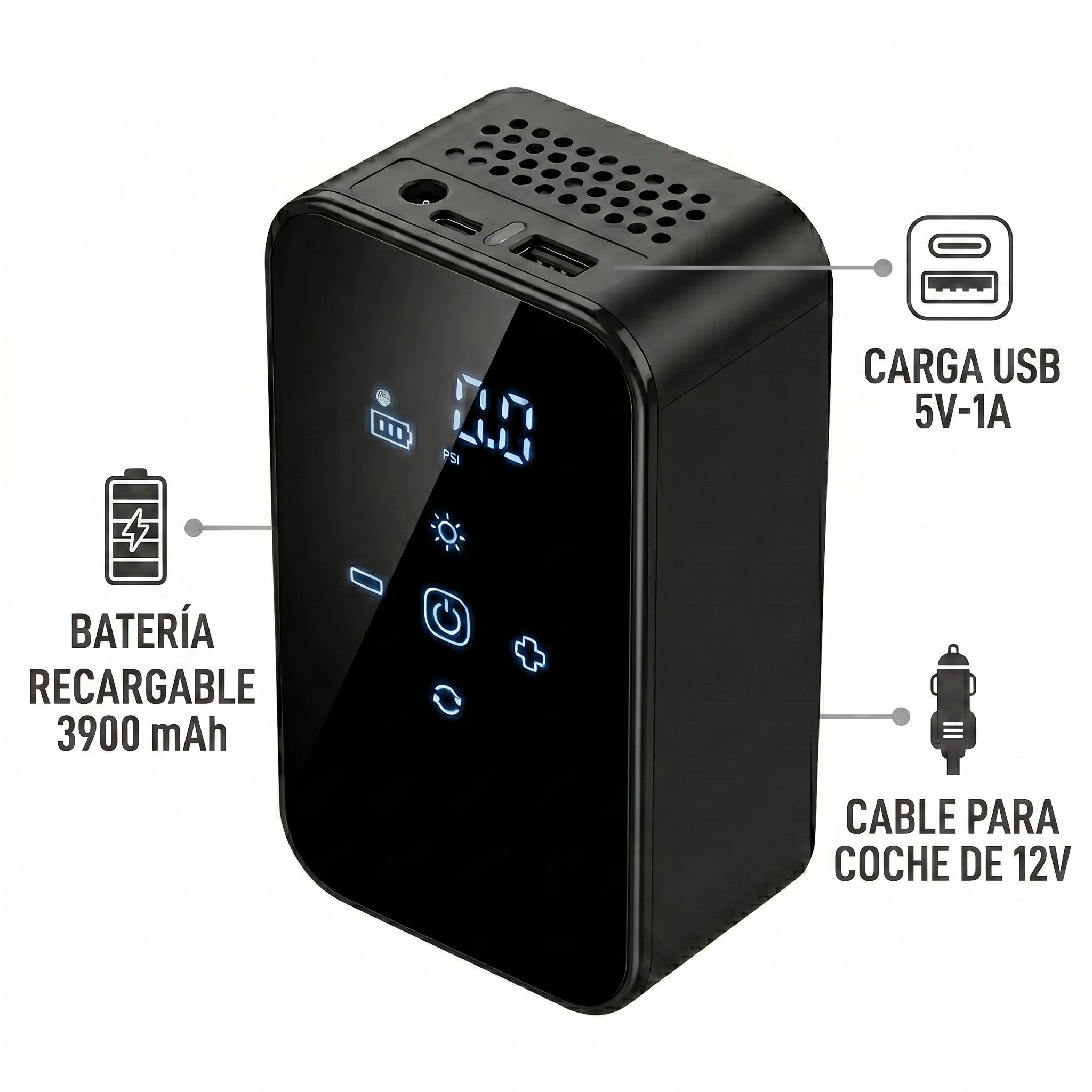 Bomba Inflable Eléctrica Portátil BuyTiti MR-928 150 PSI Batería 3900 mAh