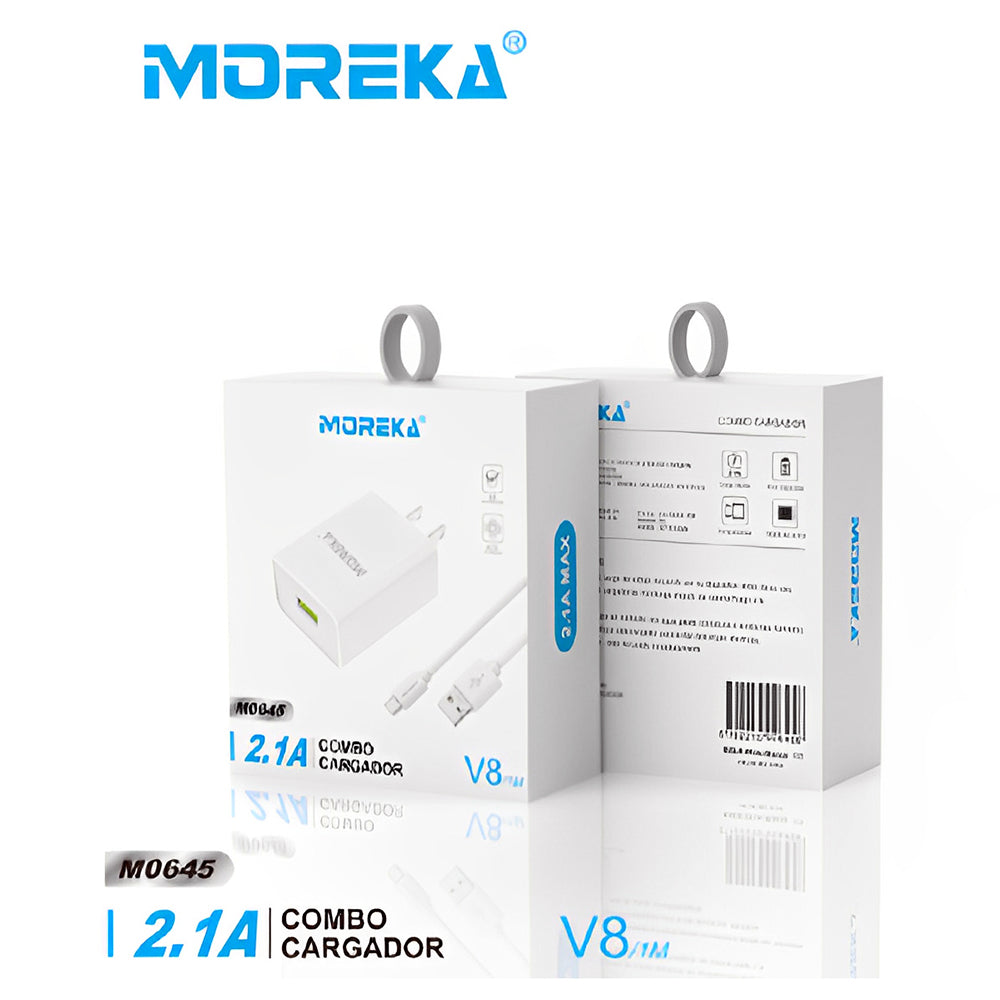 Micro USB Charger V8 Moreka MR2645 2.1A Usb includes Cable