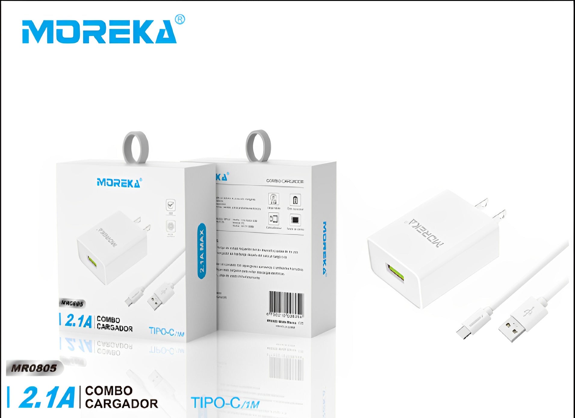 Cargador 2.1A Moreka MR2805 Incluye Cable tipo C 1M