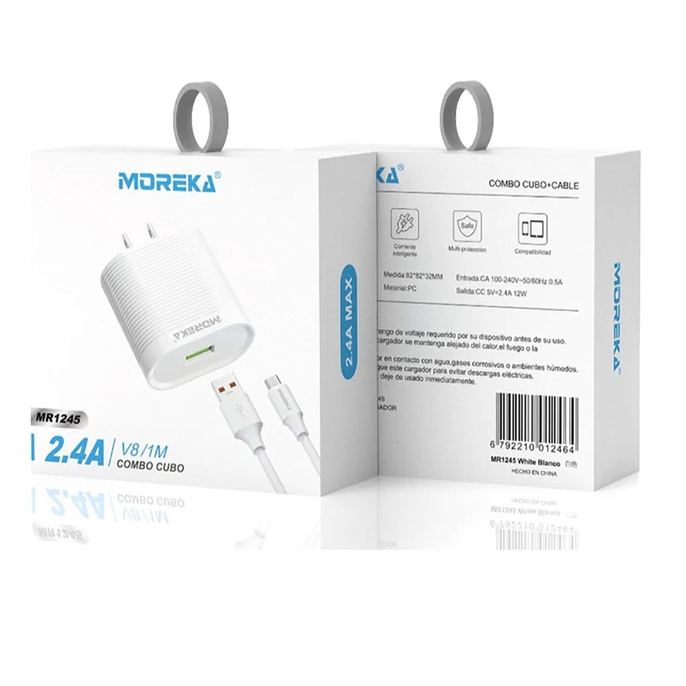 Moreka MR1245 2.4A USB Port Charger includes 1M Micro USB Cable