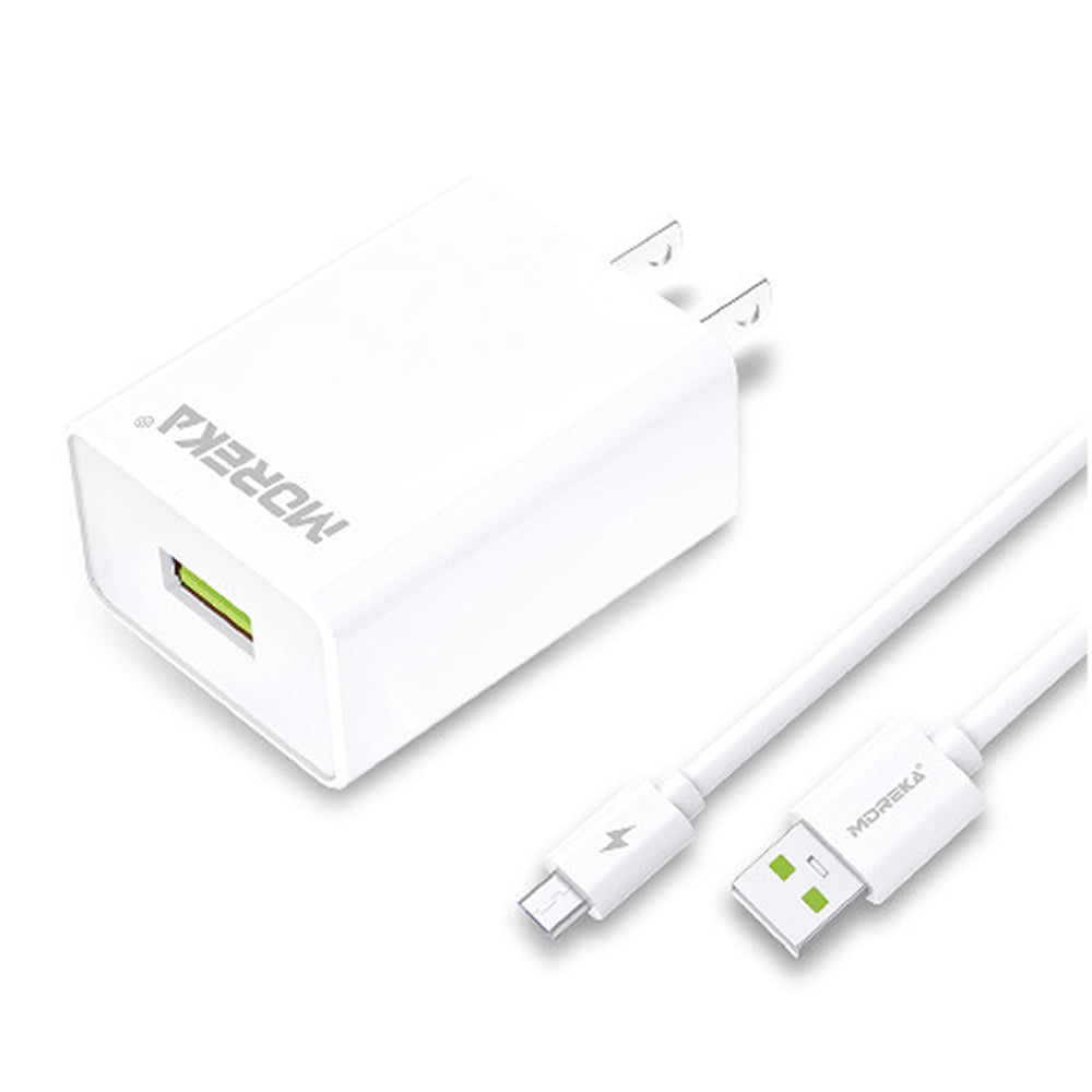Cargador Micro USB V8 Moreka MR2645 2.1A Usb incluye Cable