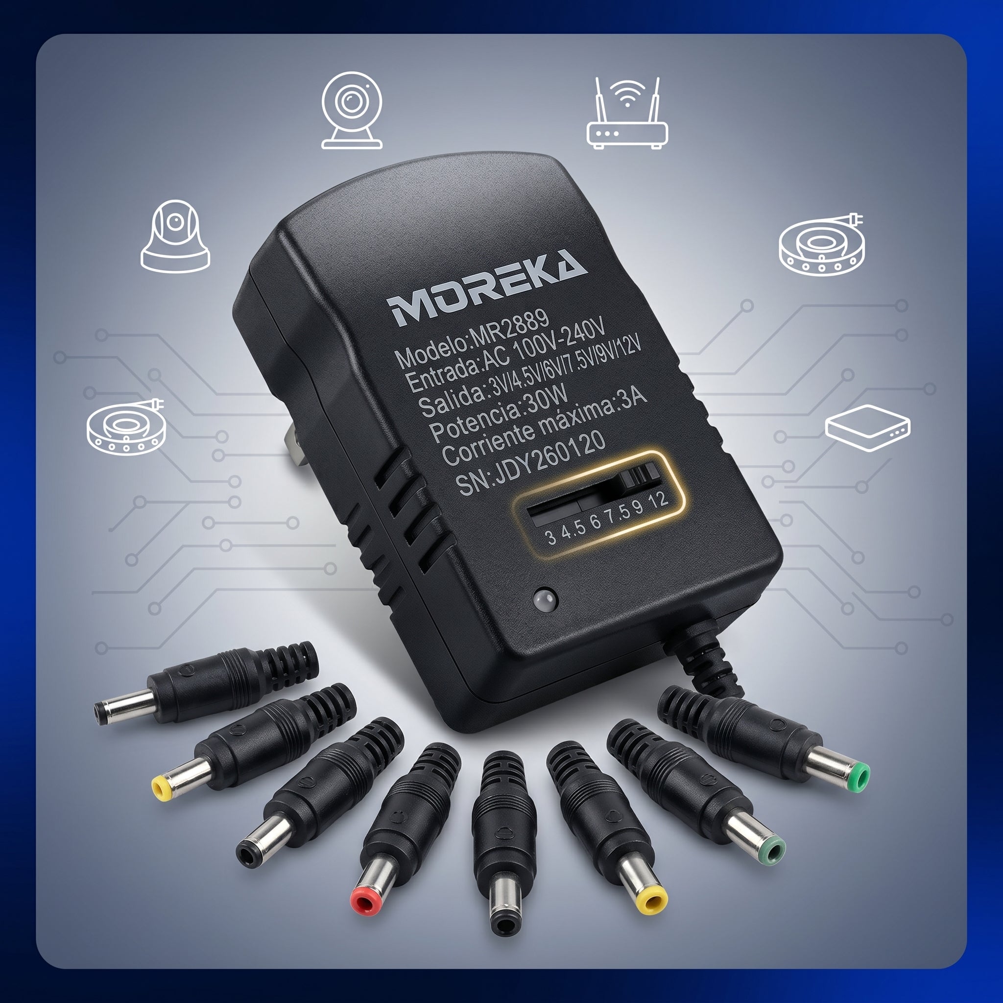 Cargador Universal Moreka MR2889 7 Conectores 3A
