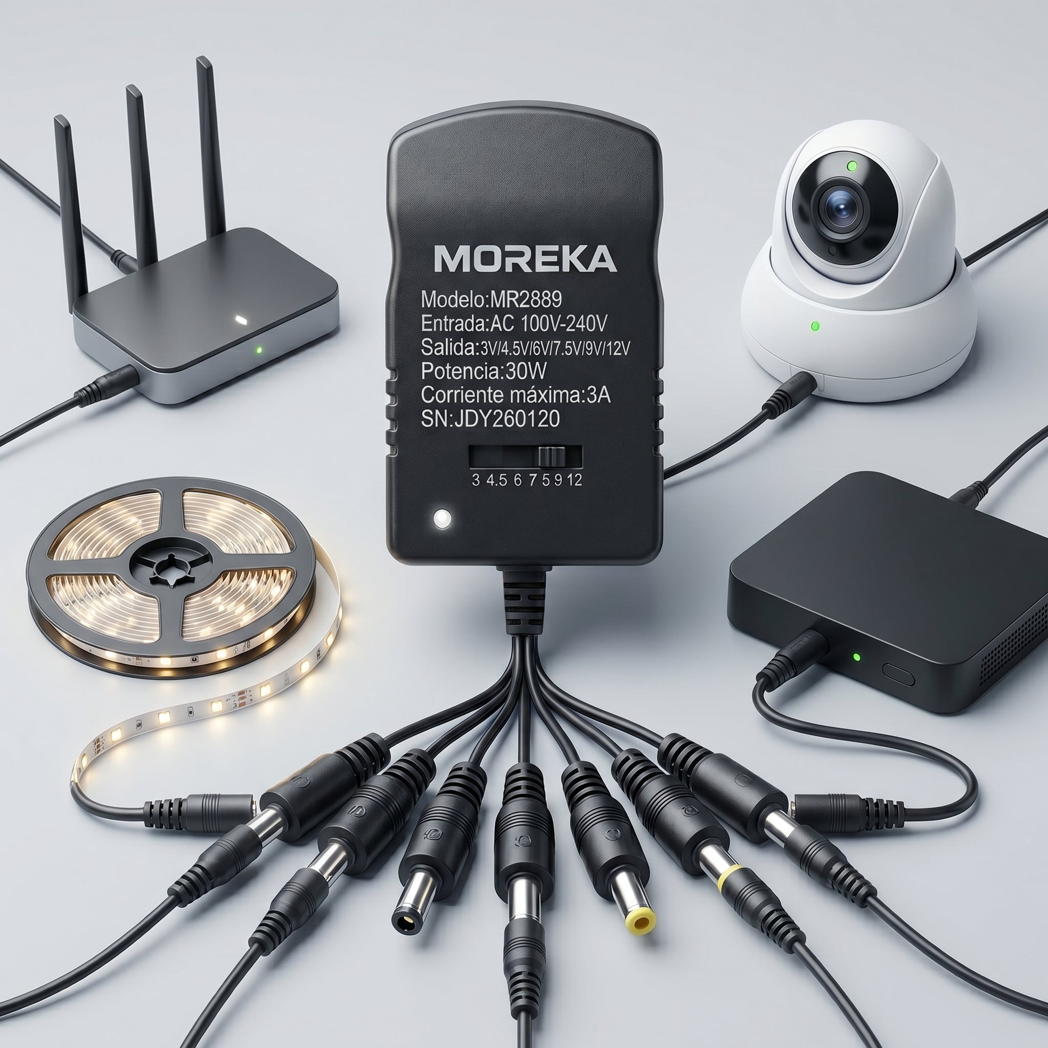 Cargador Universal Moreka MR2889 7 Conectores 3A