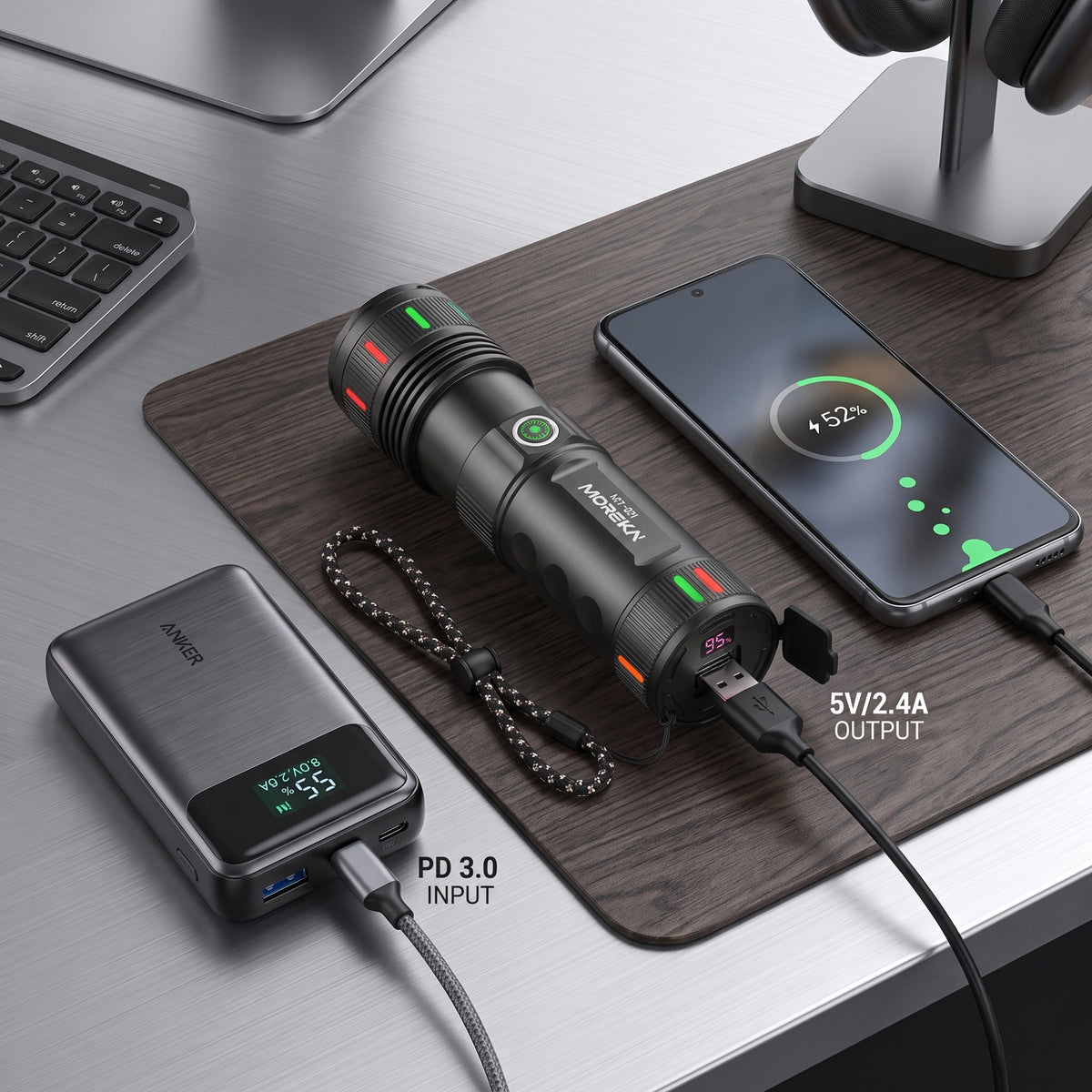 Linterna LED Táctica Recargable Moreka MT-021 30W 4500mAh 3000 Mts