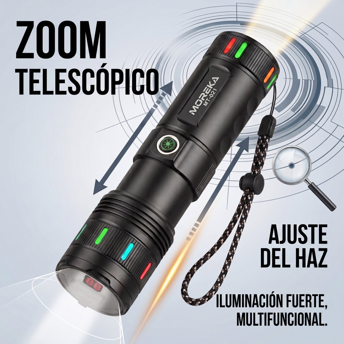 Linterna LED Táctica Recargable Moreka MT-021 30W 4500mAh 3000 Mts