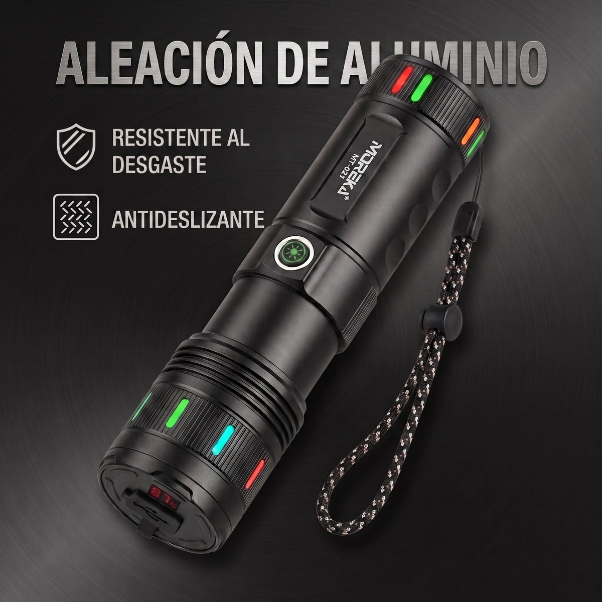 Linterna LED Táctica Recargable Moreka MT-021 30W 4500mAh 3000 Mts