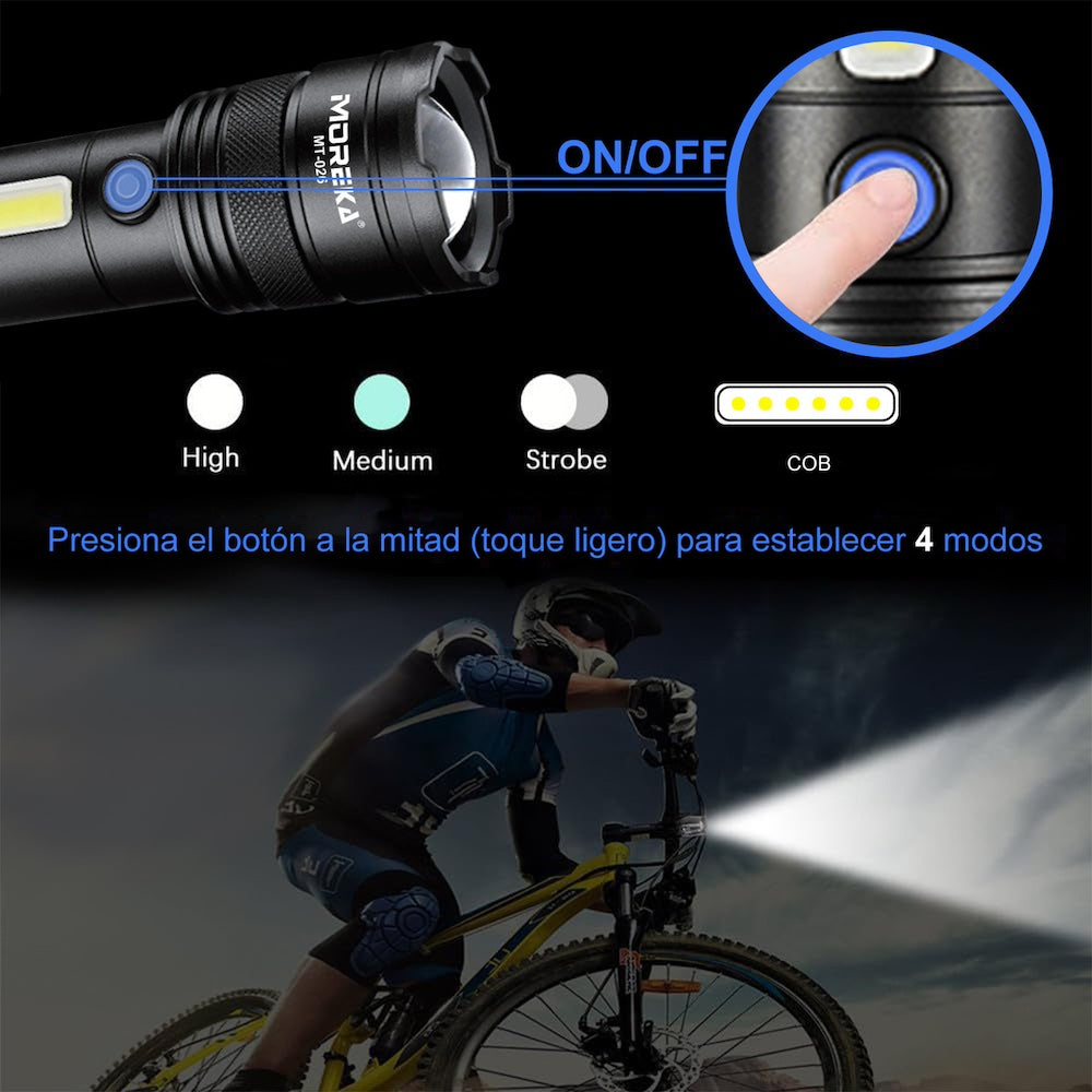 Lampara Táctica Recargable Usb Laser 20W 8800mAh / 4.2V  Moreka MT-026