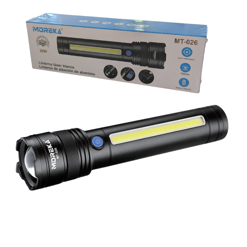 Lampara Táctica Recargable Usb Laser 20W 8800mAh / 4.2V  Moreka MT-026