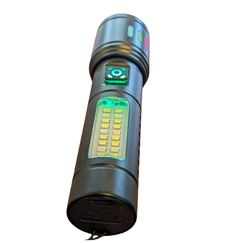 Lampara Táctica Recargable Usb Led COB en Blanco y Rojo de alerta  Moreka MT-027