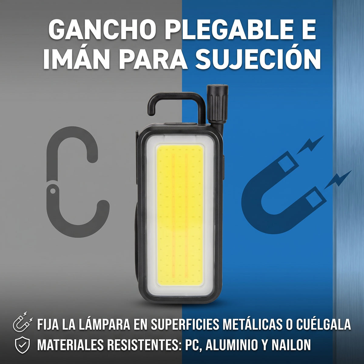 Lámpara de Trabajo LED Moreka MT-049 500W con Panel COB, Gancho e Imán