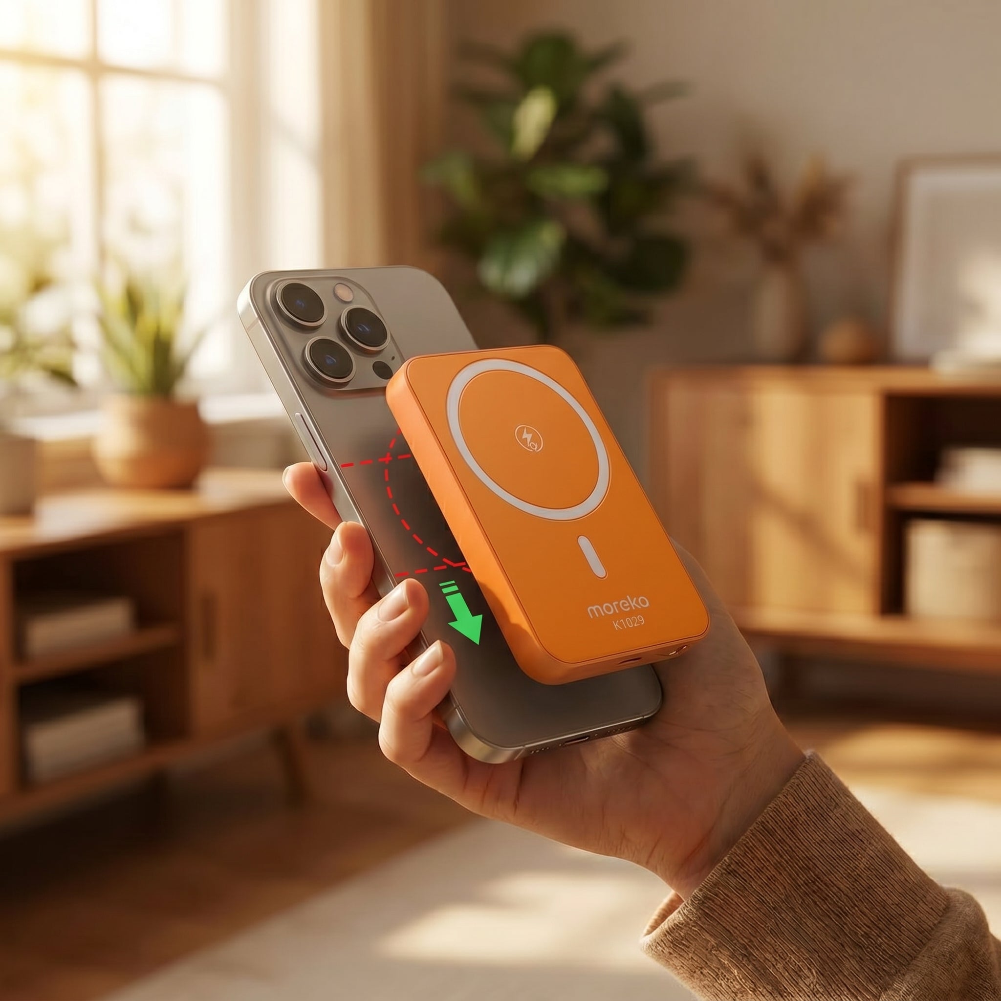 Power Bank Magnético Moreka K109 10000mAh con Carga Rápida Inalámbrica 15W y PD 20W