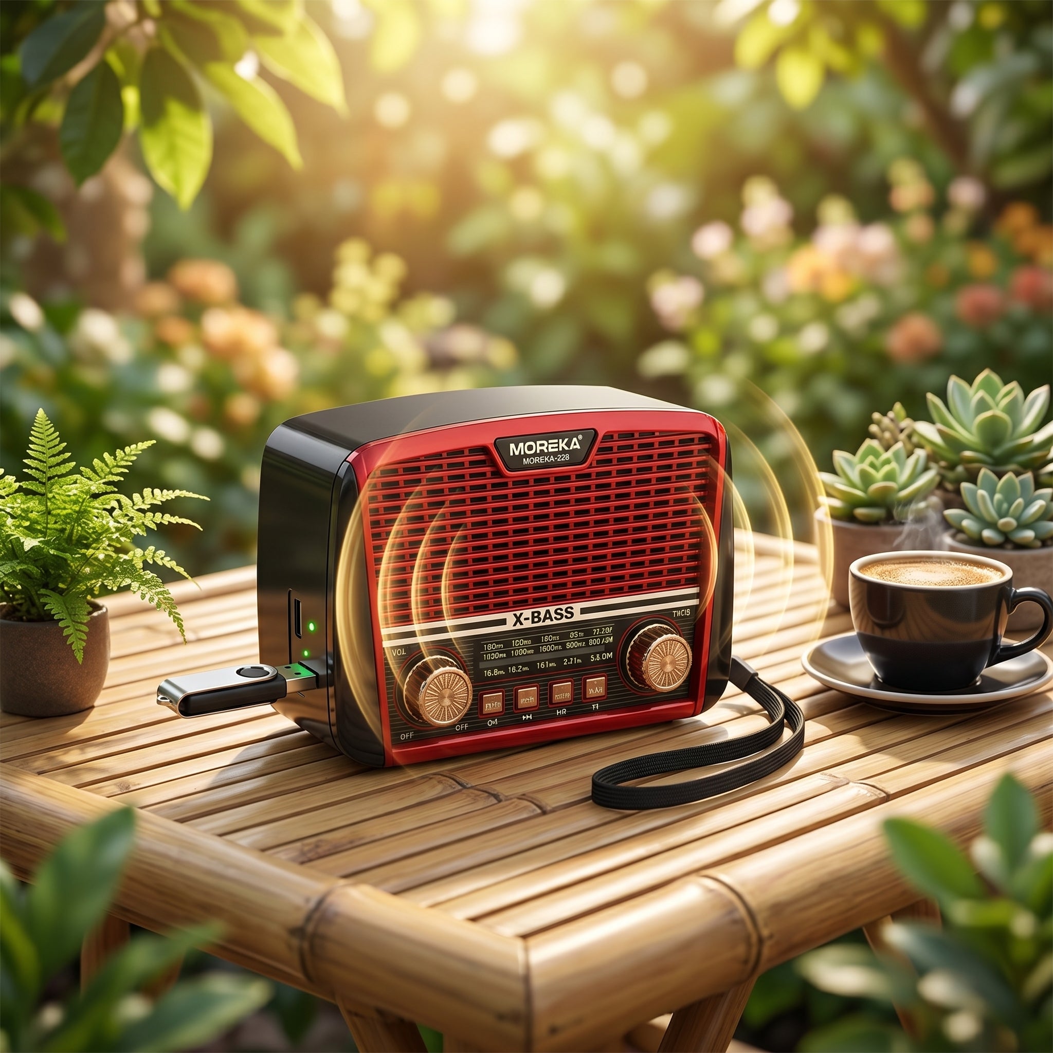 Receptor de 3 Bandas con Súper Bajos y Altavoz de 6W Radio Moraka-228 Potencia y Graves Profundos en un Solo Equipo