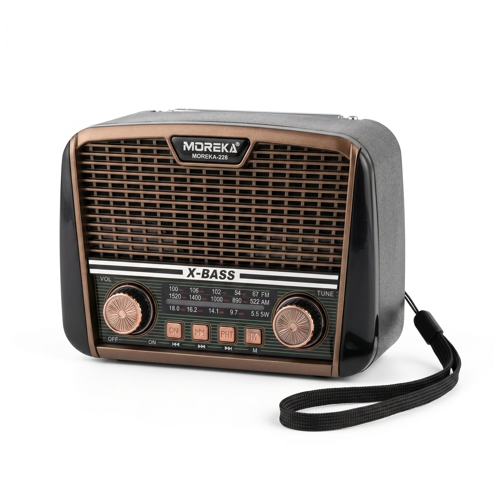 Receptor de 3 Bandas con Súper Bajos y Altavoz de 6W Radio Moraka-228 Potencia y Graves Profundos en un Solo Equipo