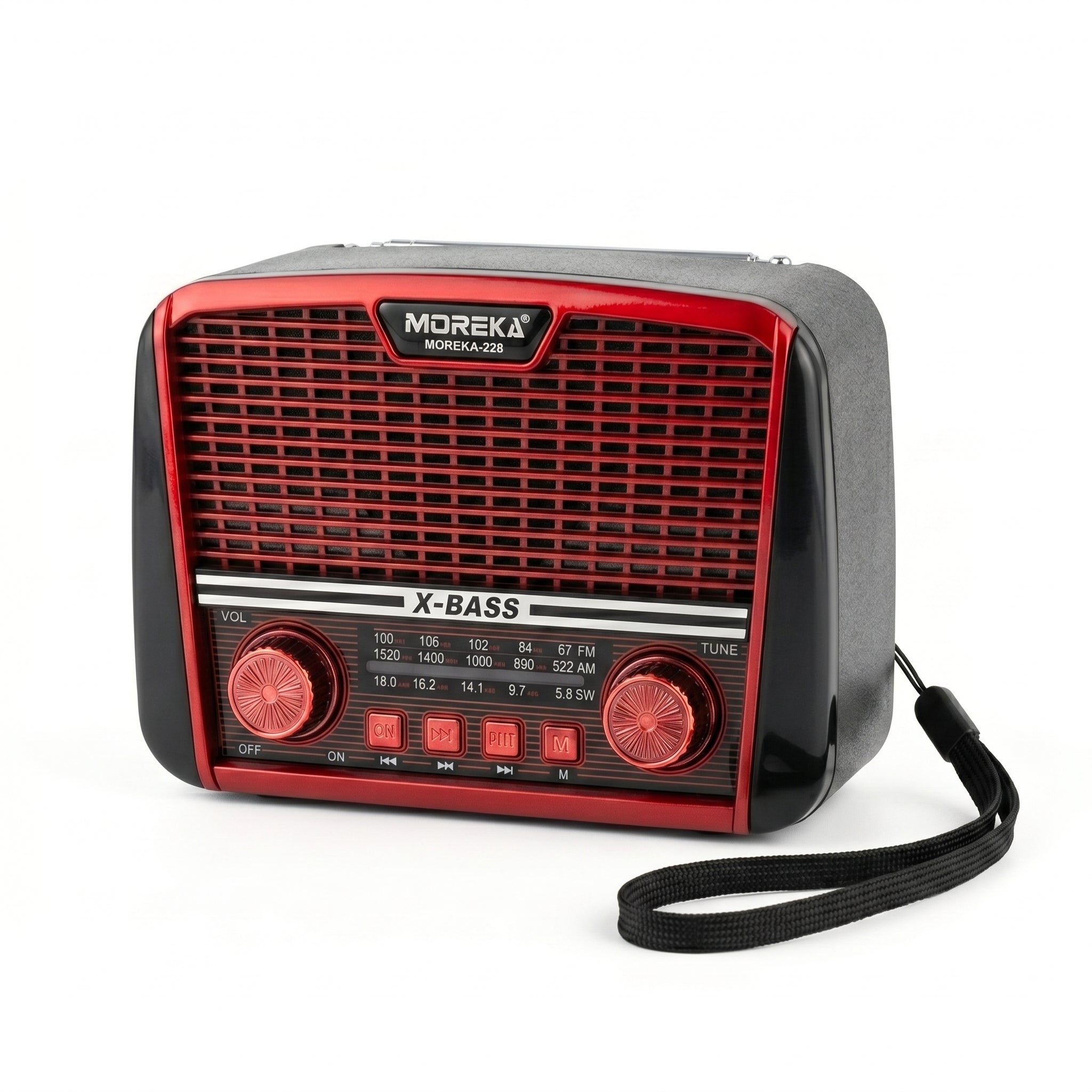 Receptor de 3 Bandas con Súper Bajos y Altavoz de 6W Radio Moraka-228 Potencia y Graves Profundos en un Solo Equipo