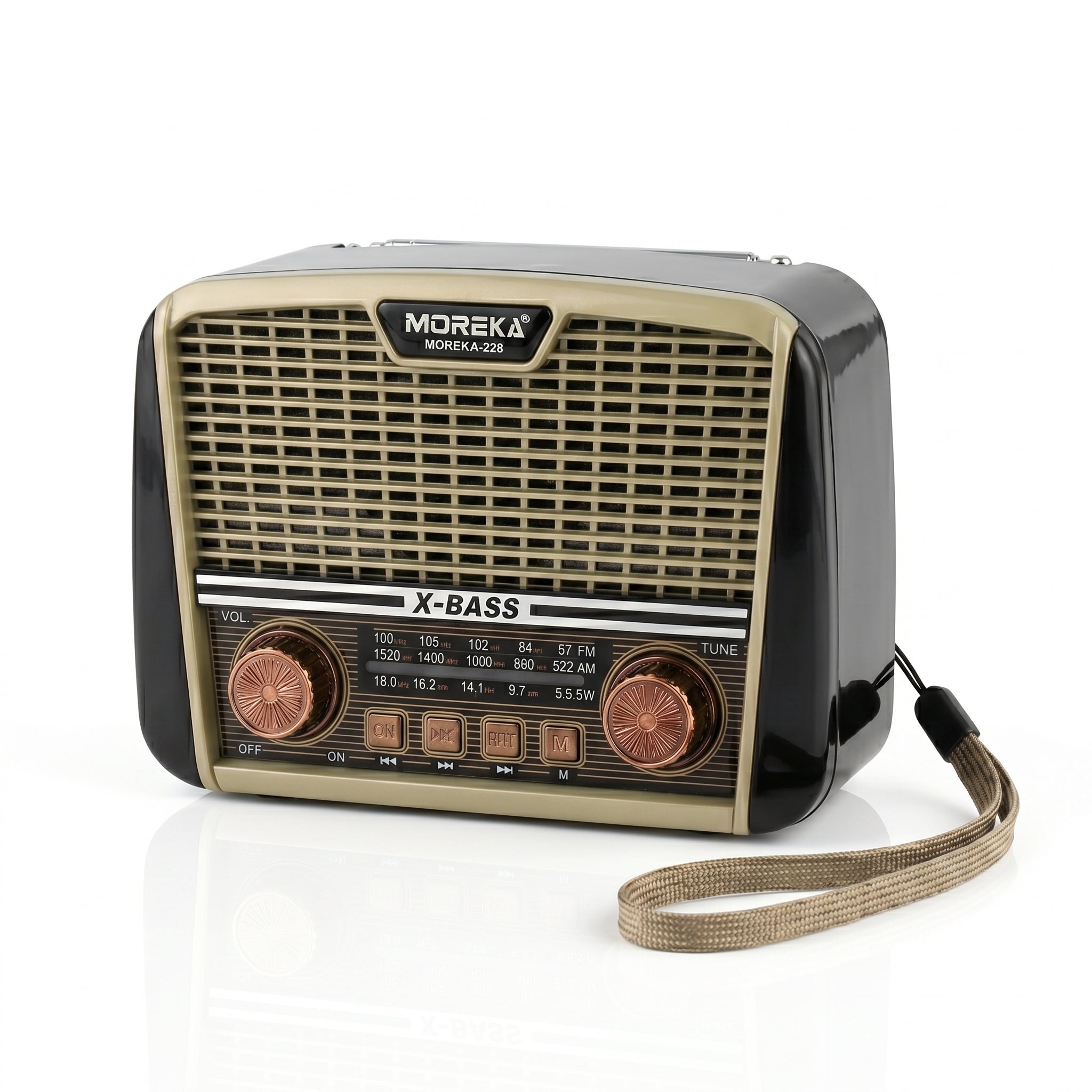 Receptor de 3 Bandas con Súper Bajos y Altavoz de 6W Radio Moraka-228 Potencia y Graves Profundos en un Solo Equipo