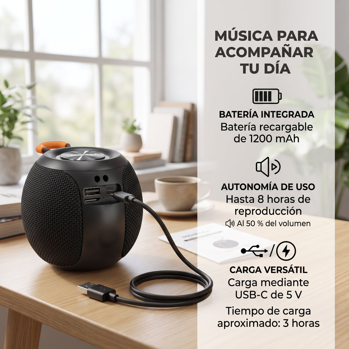 Bocina Inalámbrica Moreka-451 5W con Bluetooth 5.4, Luces RGB y Función TWS