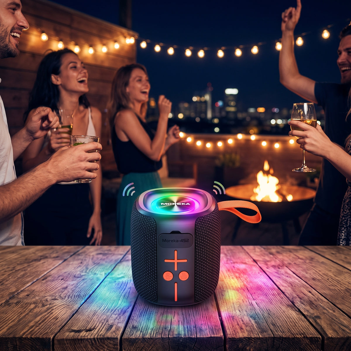 Altavoz Inalámbrico Bluetooth Moreka-452 8 Horas de Batería Luces RGB