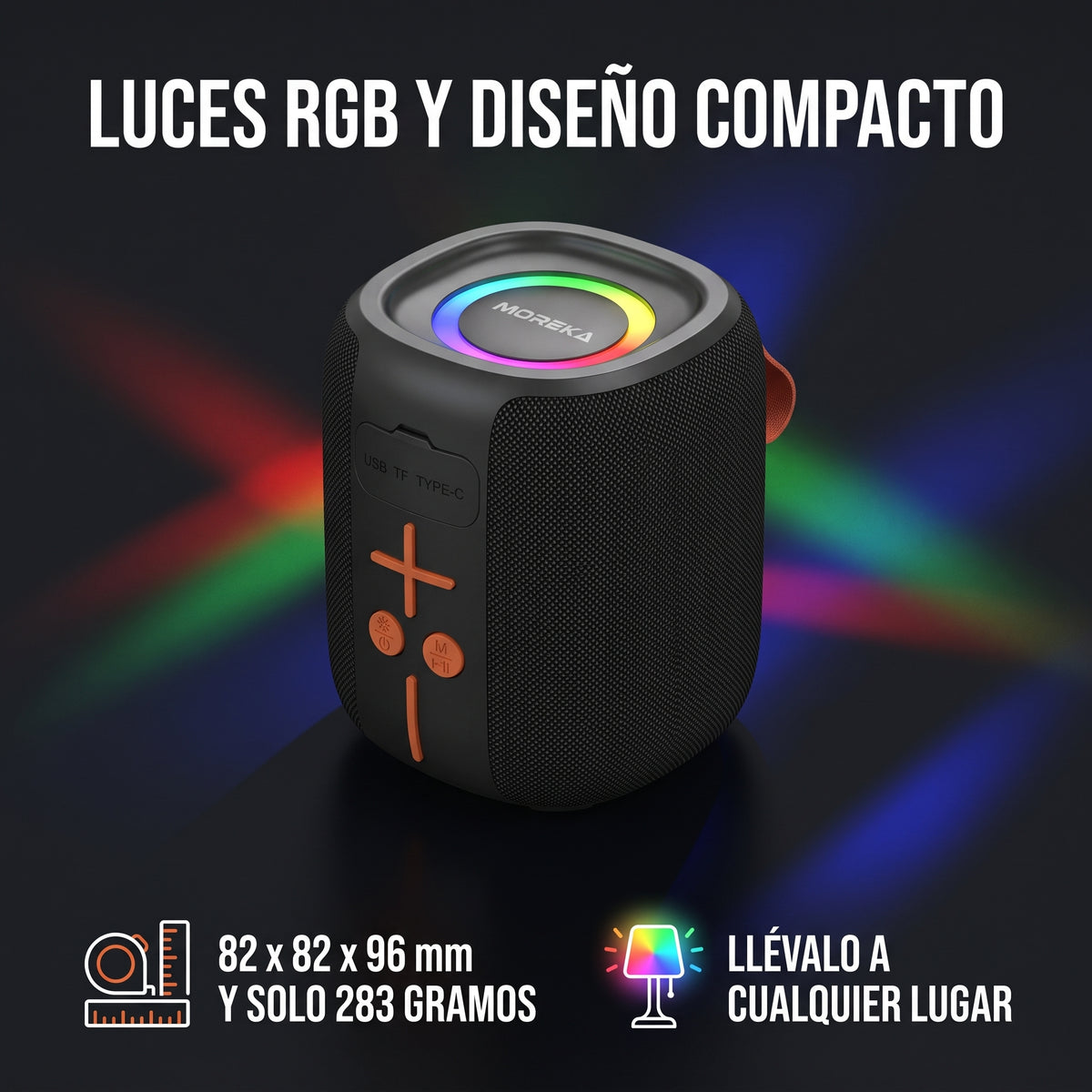 Altavoz Inalámbrico Bluetooth Moreka-452 8 Horas de Batería Luces RGB