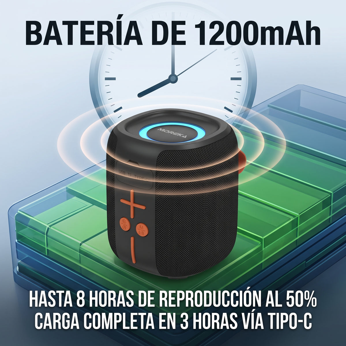 Altavoz Inalámbrico Bluetooth Moreka-452 8 Horas de Batería Luces RGB