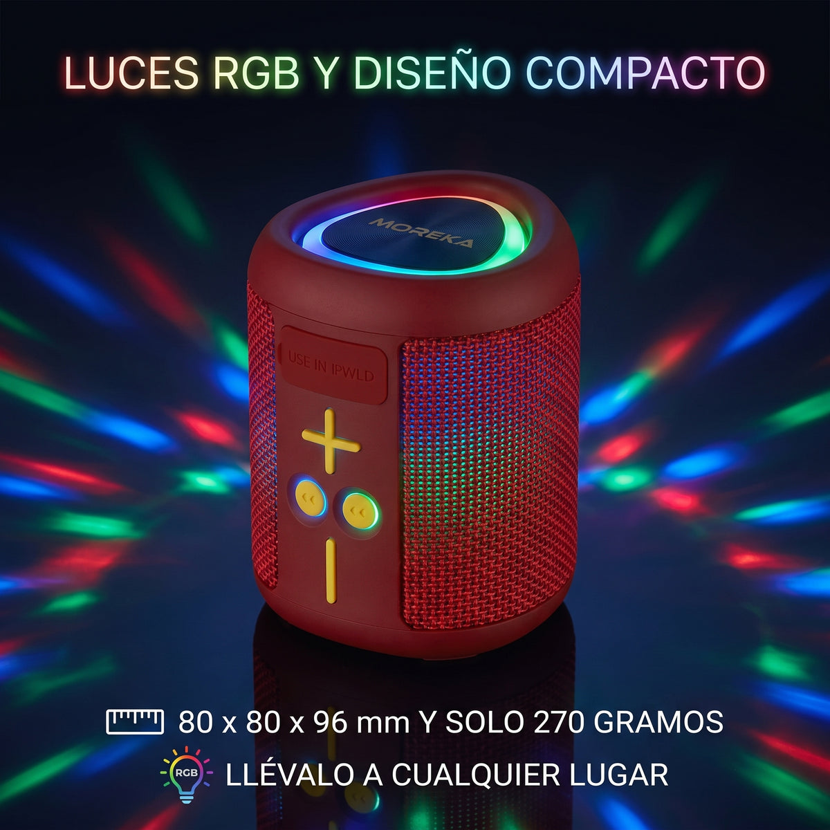Altavoz Inalámbrico Bluetooth Moreka-453 8 Horas Batería Luces RGB