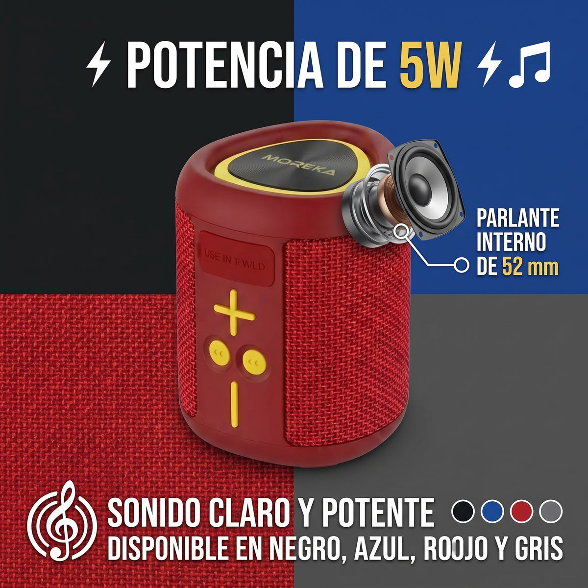 Altavoz Inalámbrico Bluetooth Moreka-453 8 Horas Batería Luces RGB
