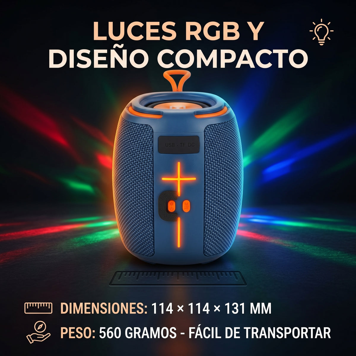 Bocina Inalámbrica Moreka-454 8W con Bluetooth 5.3, Luces RGB y Función TWS