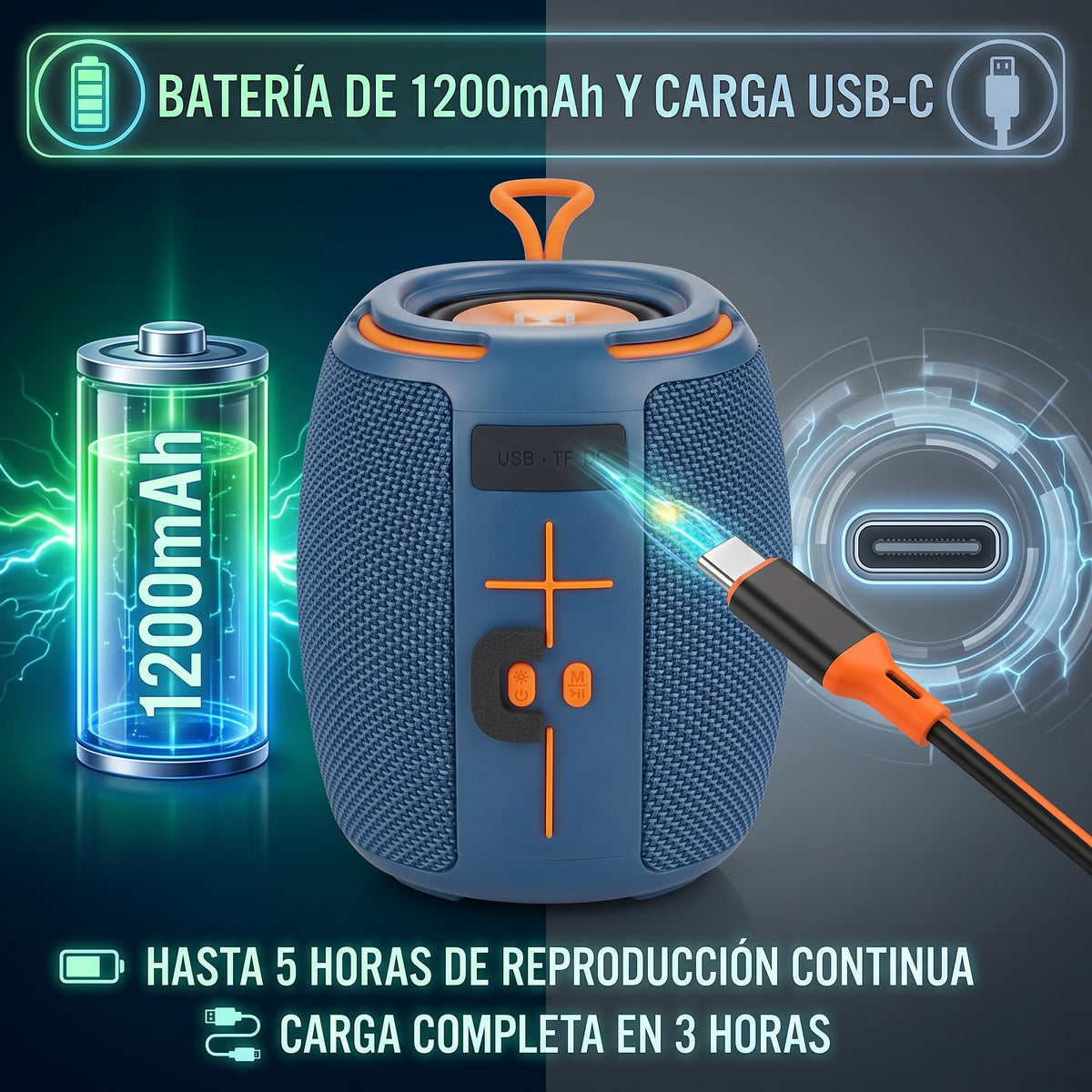 Bocina Inalámbrica Moreka-454 8W con Bluetooth 5.3, Luces RGB y Función TWS