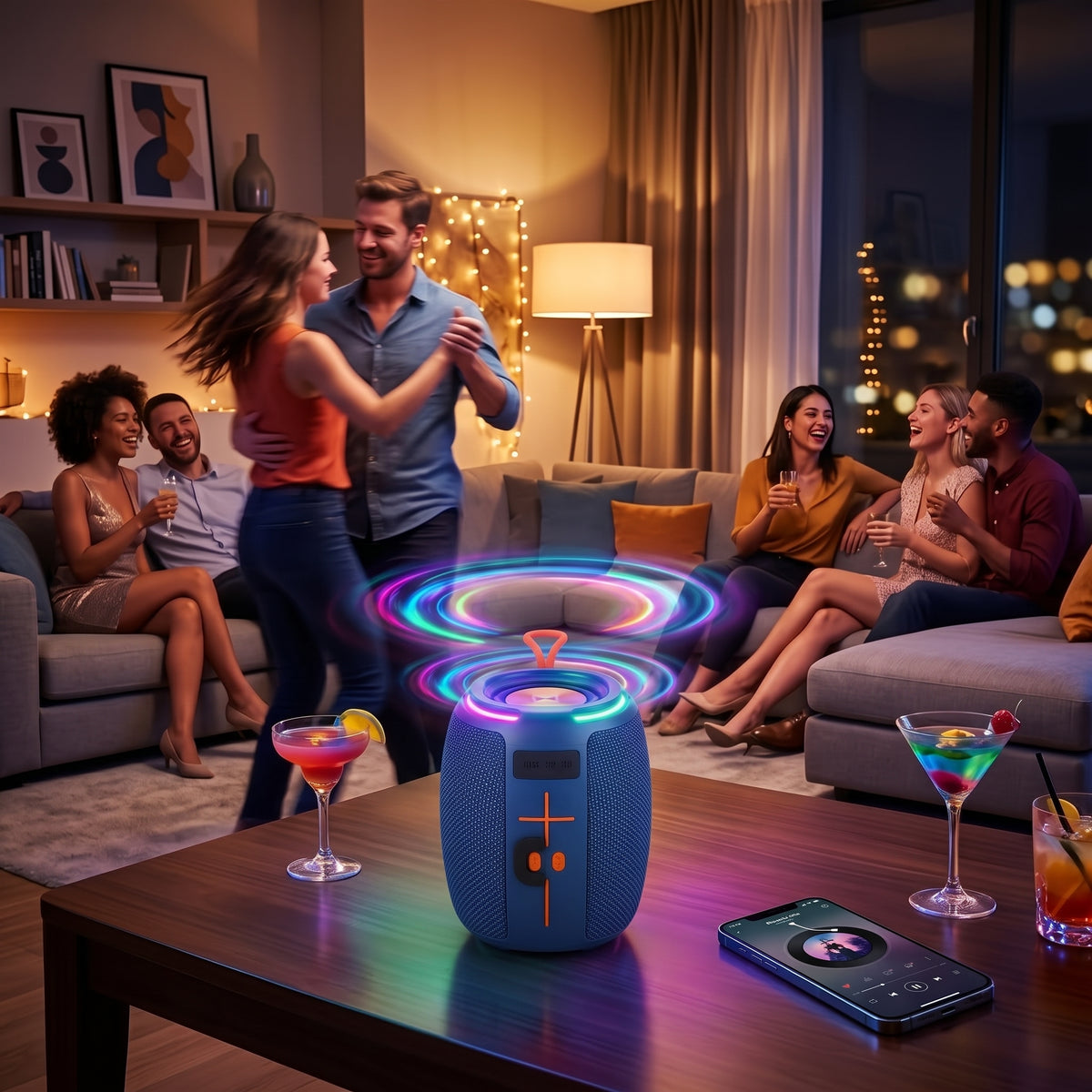 Bocina Inalámbrica Moreka-454 8W con Bluetooth 5.3, Luces RGB y Función TWS