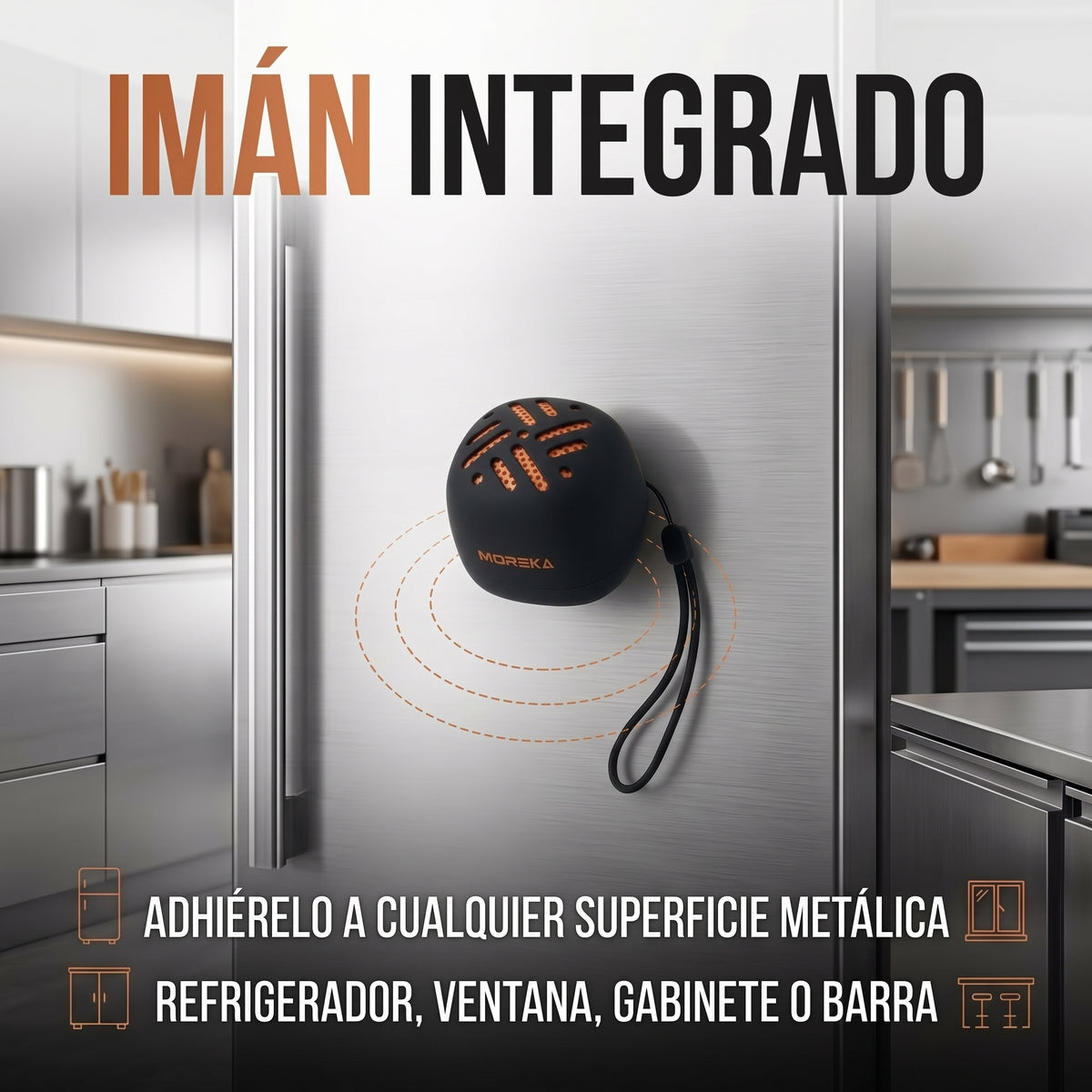 Altavoz Inalámbrico Imantado Portátil Moreka-455 Imán Micrófono TWS