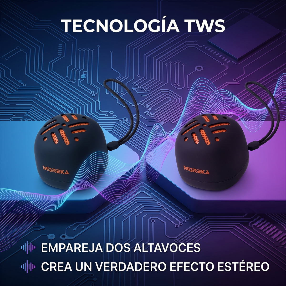 Altavoz Inalámbrico Imantado Portátil Moreka-455 Imán Micrófono TWS