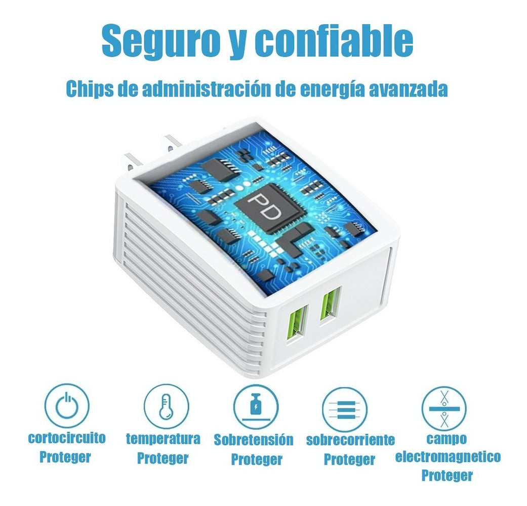 Cargador Moreka N0411 2.4A 2 USB incluye Cable V8 1M