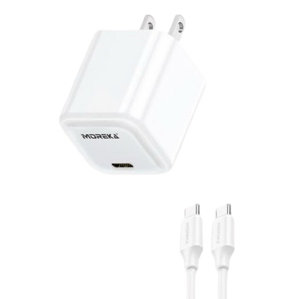 Cargador tipo C 20W 5V- 3A cable 1mt tipo C carga rápida Moreka P-216