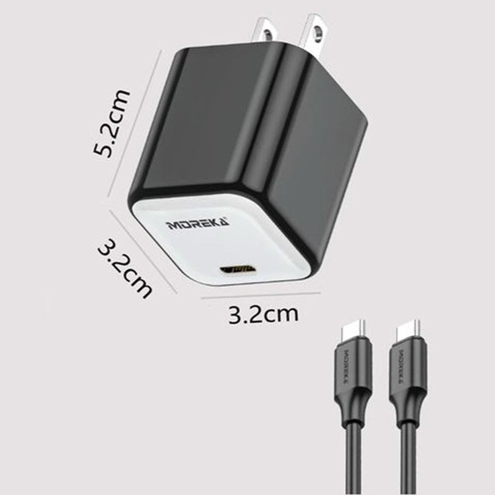 Cargador tipo C 20W 5V- 3A cable 1mt tipo C carga rápida Moreka P-216