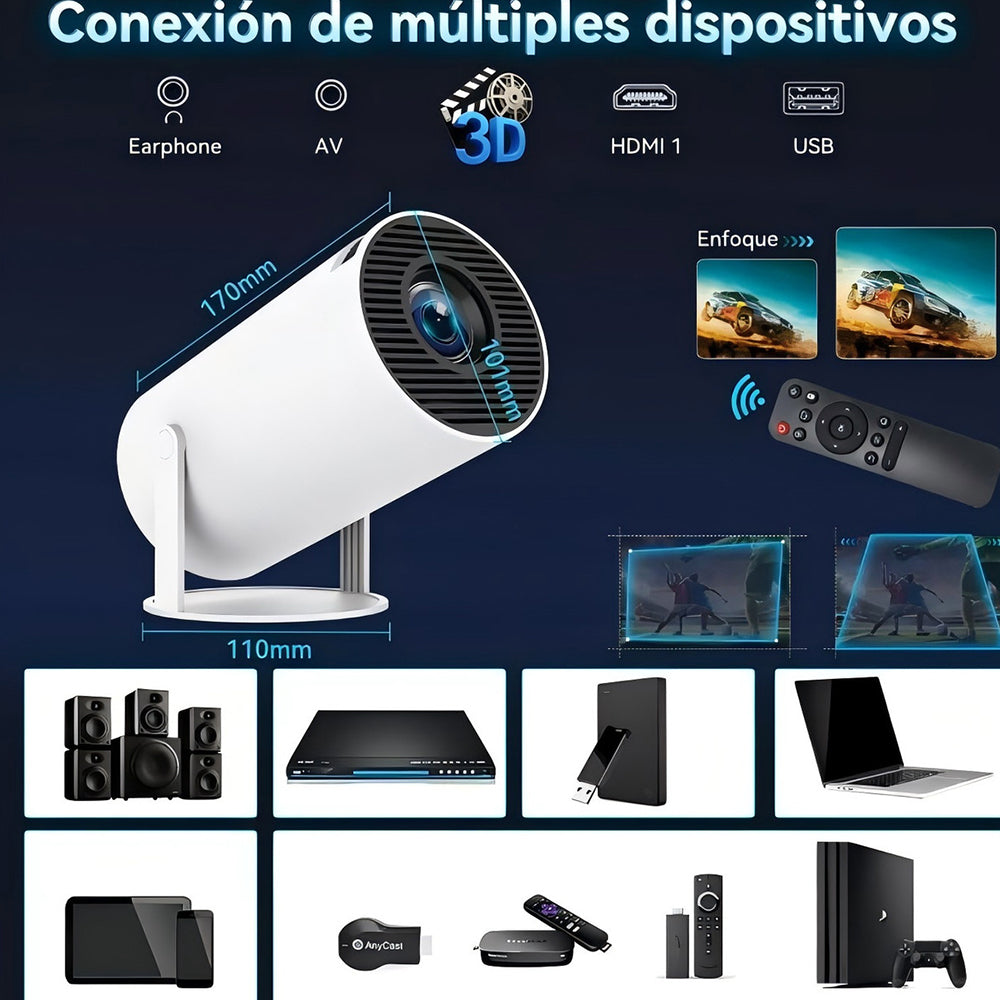 Proyector Profesional Android 4k Hd Wifi Smart Tv Portatil Bluetooth 110v/220v
